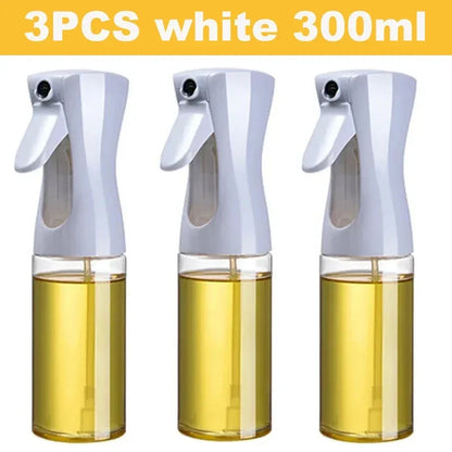 Three white spray bottles with clear liquid on a yellow background, labeled '3PCS white 300ml'.