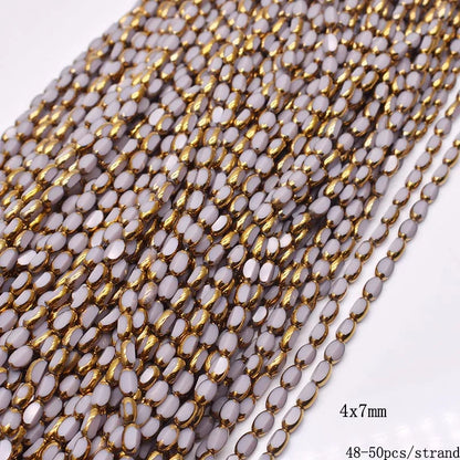 4x7mm Gold Plated Glass Spacer Beads – Briolette Crystal Beads for Jewelry DIY