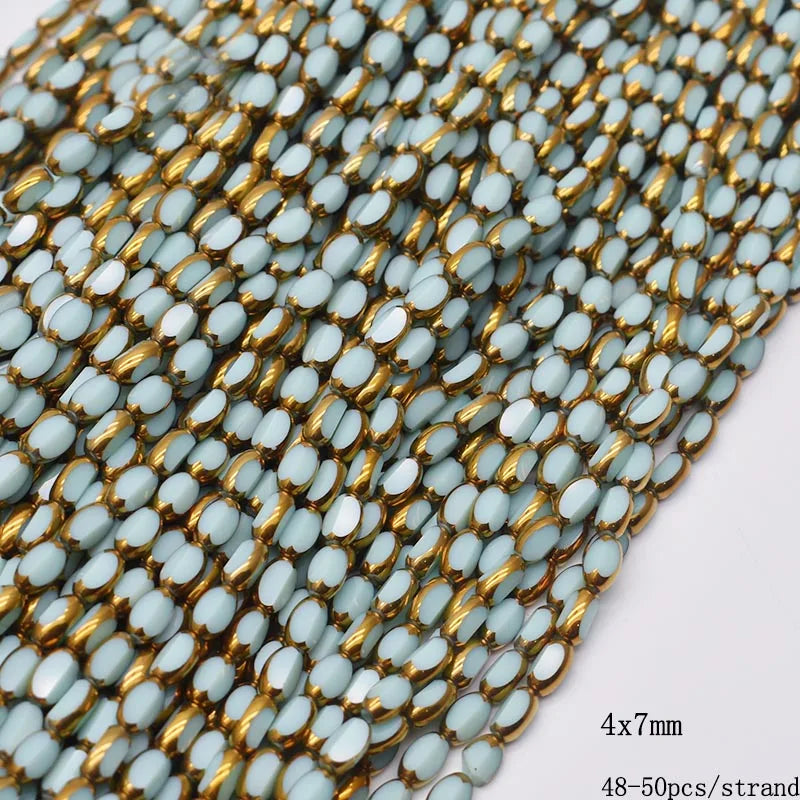 4x7mm Gold Plated Glass Spacer Beads – Briolette Crystal Beads for Jewelry DIY