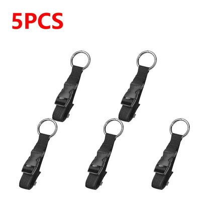 Five black straps with metal rings on a white background, labeled '5PCS'.