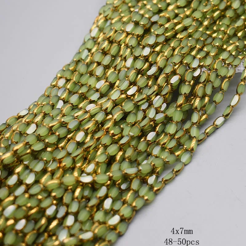 4x7mm Gold Plated Glass Spacer Beads – Briolette Crystal Beads for Jewelry DIY
