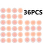36 pink round objects with a white border on a white background