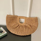 Handmade Straw Half-Moon Tote – Summer Beach Handbag for Women