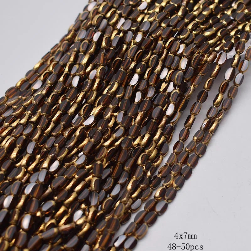 4x7mm Gold Plated Glass Spacer Beads – Briolette Crystal Beads for Jewelry DIY