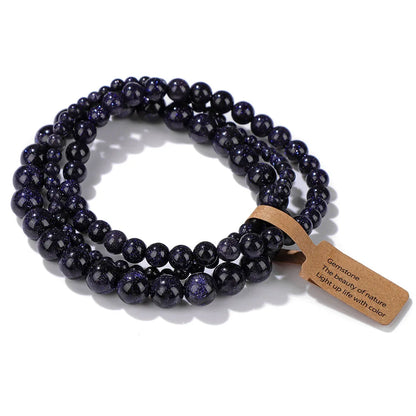 3pcs Natural Stone Beads Bracelet Set for Women & Men - Agates & Quartz
