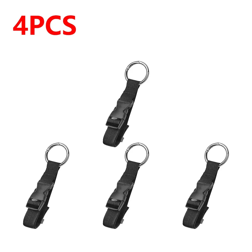 Four black straps with metal rings on a white background, labeled '4PCS'.