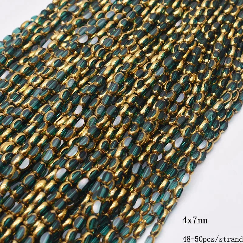 4x7mm Gold Plated Glass Spacer Beads – Briolette Crystal Beads for Jewelry DIY