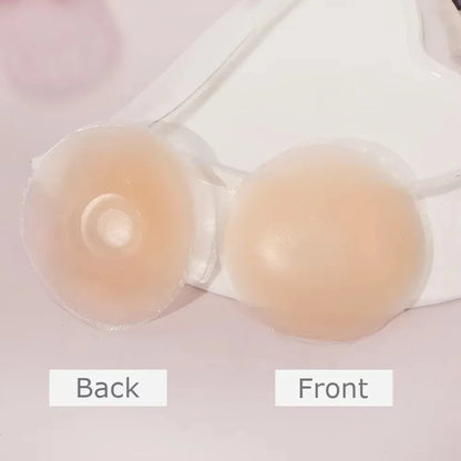 Nipple cover with 'Back' and 'Front' labels on a light pink background
