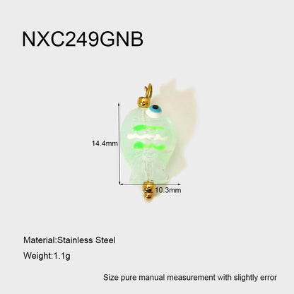 Fishing lure with measurements and material details on a white background